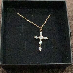 CUBIC ZIRCONIA Gold-Tone KATIA CROSS NECKLACE